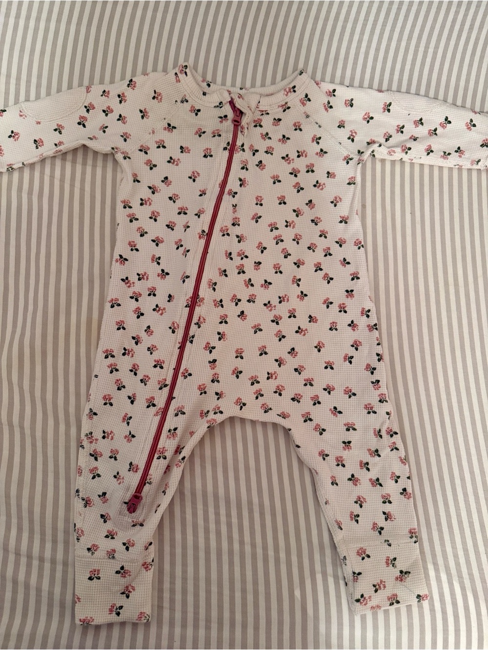 Sapling 100% Organic Cotton Pink Floral Zip-Front Baby Onesie Bodysuit 3-6 Month